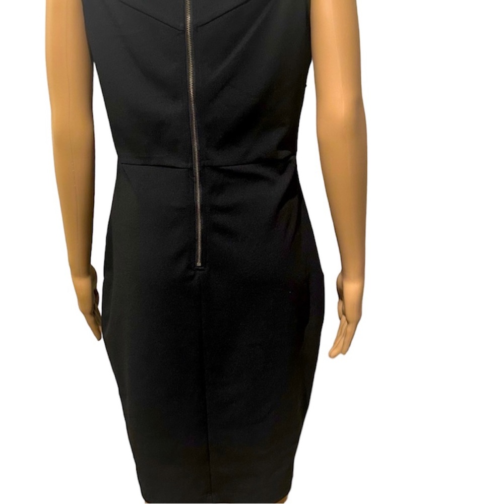 EUC Black Mesh Yoke Bodycon Cocktail Dress | Elegant Fitted Midi Dress | Size M - Picture 11 of 12